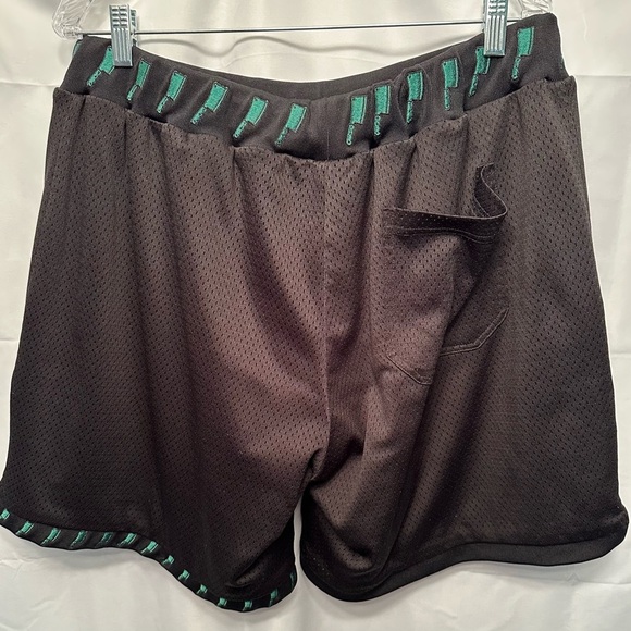 Lambchops Mesh Shorts Black With Green Cleavers Zipper Details Size 2XL - Picture 6 of 11